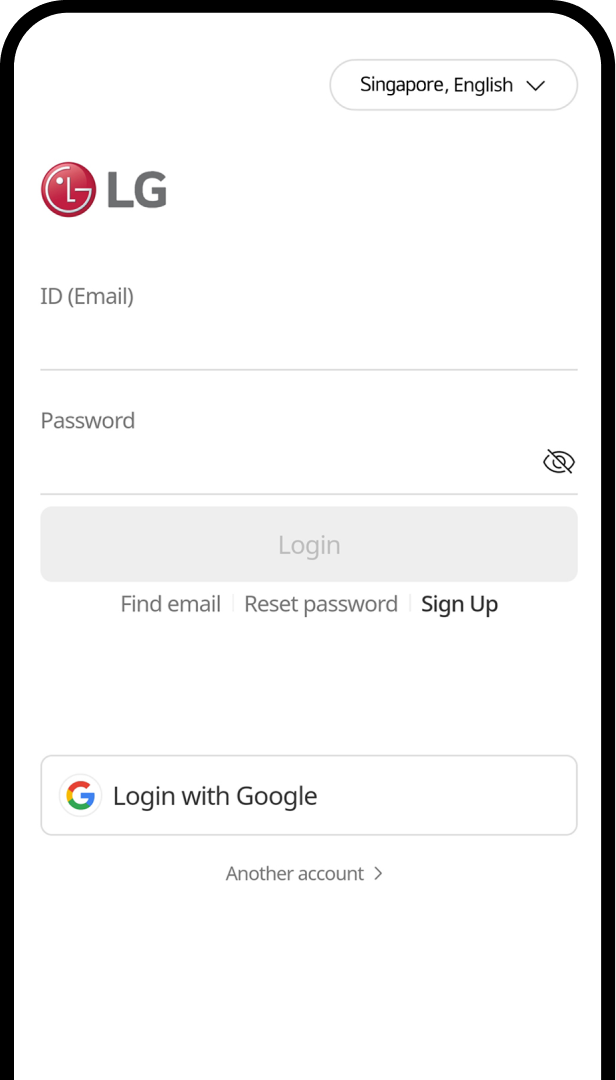 Mobile screen showing step to log in or sign up