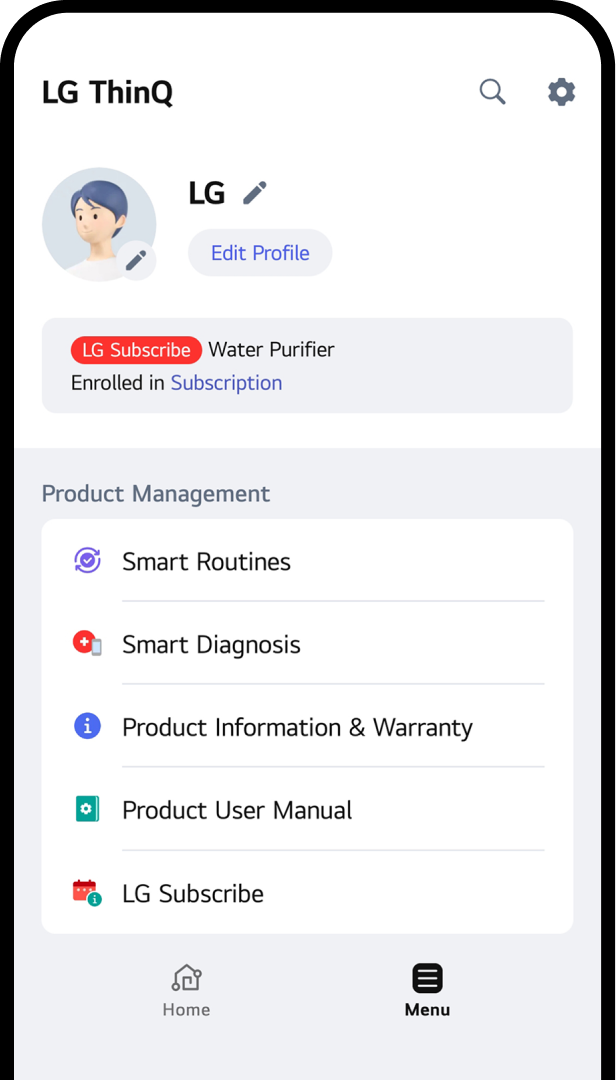 Mobile screen showing step to access LG Subscribe