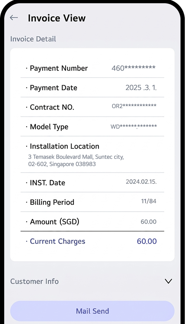 Mobile screen showing step to check payment info