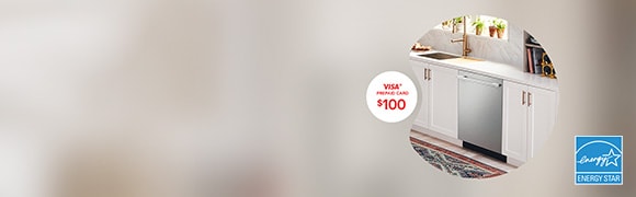 Recevez une carte prépayée VISA🅫 de 100 $. lors de l'achat de certains NOUVEAUX lave-vaisselle LG FlushFit™.