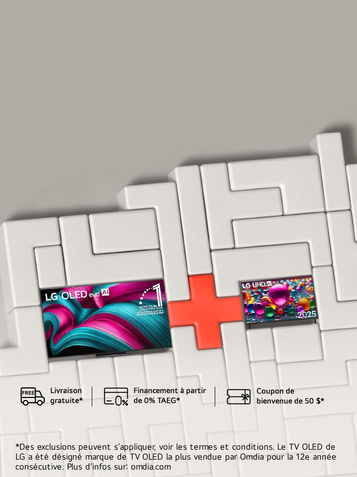 Doublez l’écran : 5 % de rabais en plus sur certains téléviseurs OLED et recevez un téléviseur 43″ gratuit