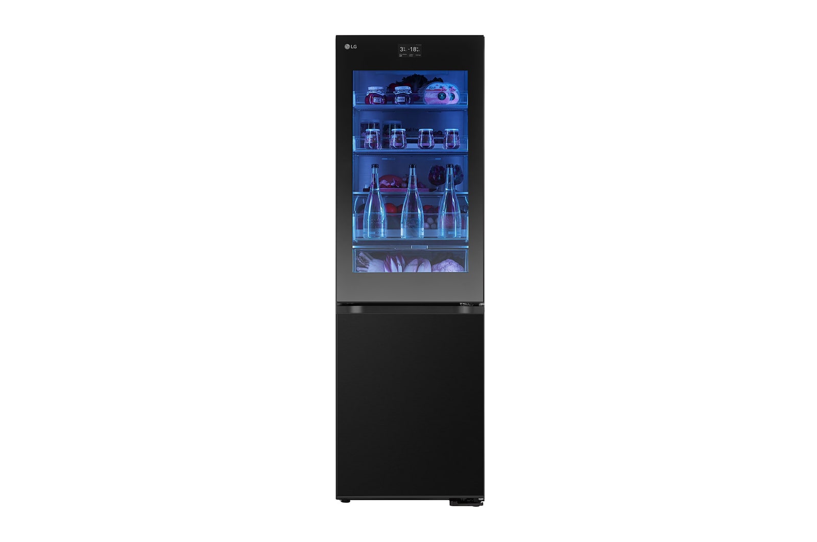 Vorderseite von Kühl-Gefrierkombination mit InstaView® (C, 349L, 186 cm hoch) mit 4,3 Zoll Touch LCD Display &amp; veränderbaren Farben | GBG7190CEV GBG7190CEV
