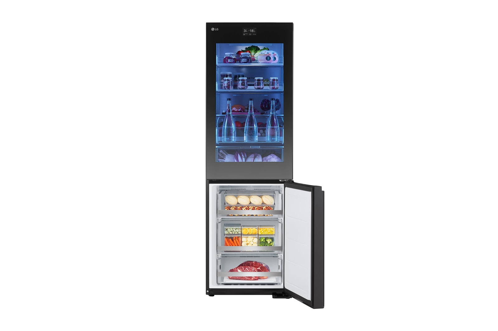 LG Kühl-Gefrierkombination mit InstaView® (C, 349L, 186 cm hoch) mit 4,3 Zoll Touch LCD Display & veränderbaren Farben | GBG7190CEV, GBG7190CEV