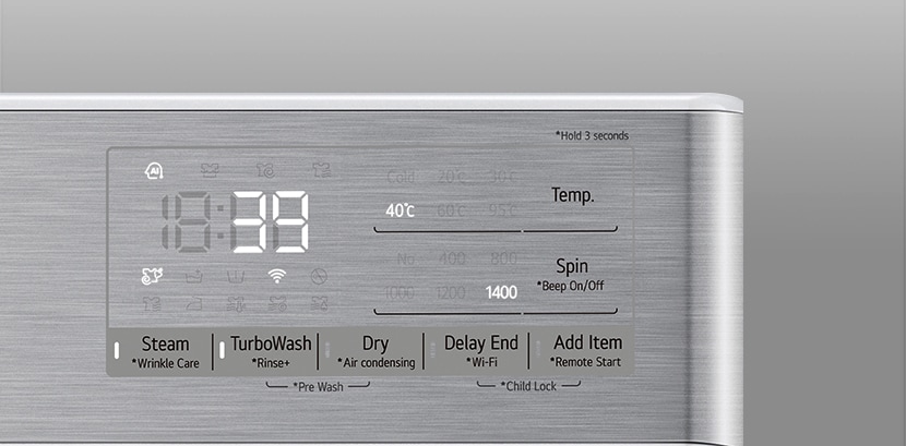  This is an enlarged image of the washing machine panel so that the display can be clearly seen.