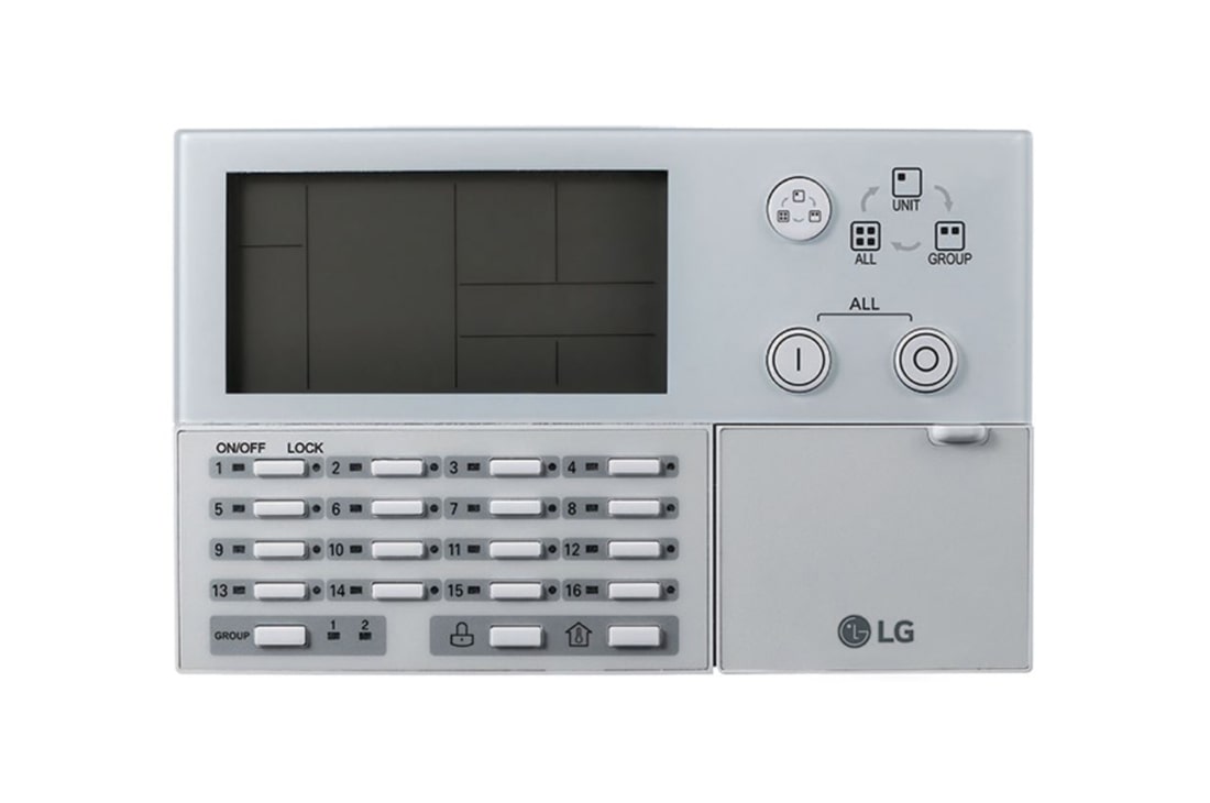 LG Centrální řídicí jednotka, AC EZ, AC Ez, tlačítkový typ, řízení max. 32 jednotek IDU, Pohled zepředu, PQCSZ250S0