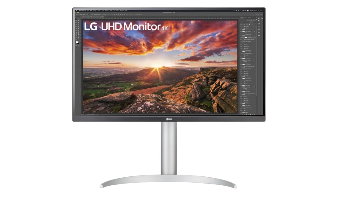 LG 27'' UHD 4K IPS monitor s VESA DisplayHDR™ 400, Pohled zepředu, 27UP850-W