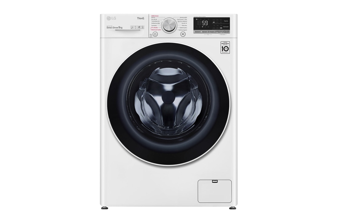 LG 9 kg parní pračka, Direct Drive™ motor, optimální volba pracích pohybů, parní praní Steam™, TurboWash™, ThinQ+WiFi, F49V5VW0W, F49V5VW0W