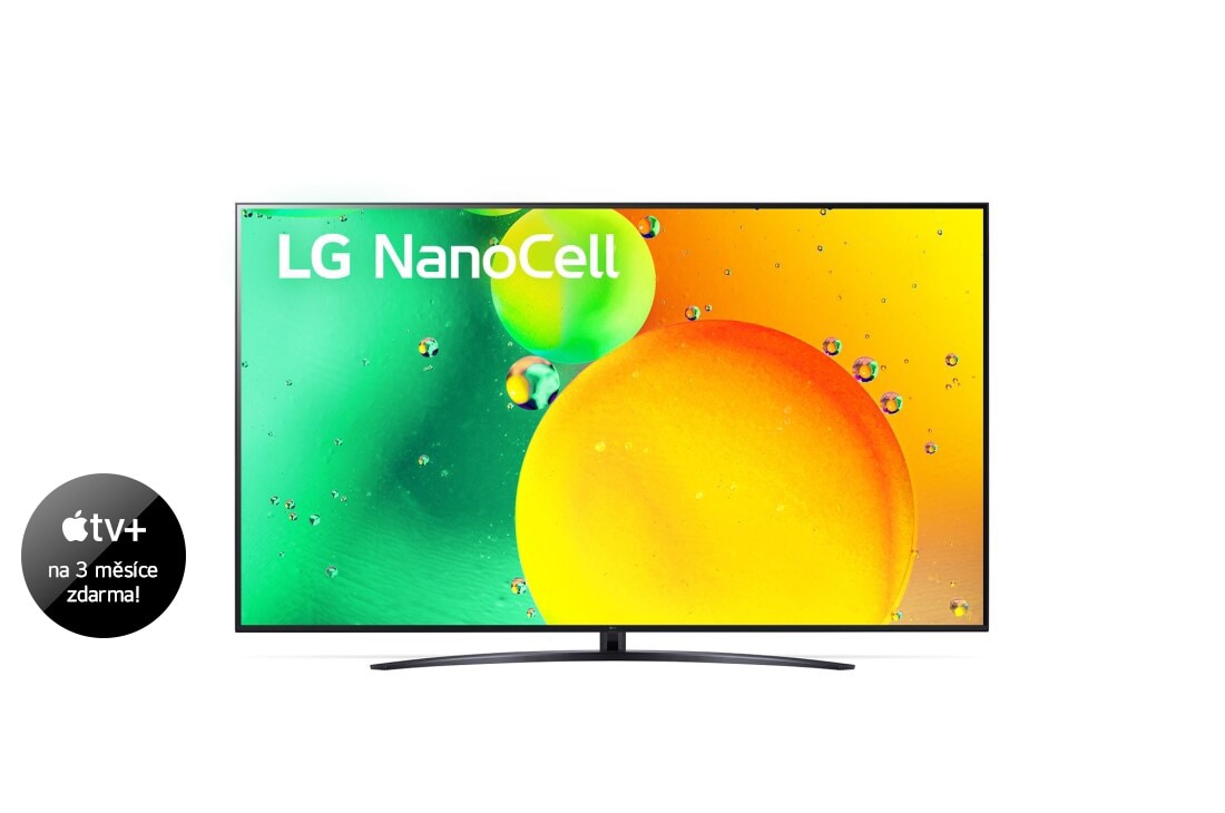 LG 70'' LG NanoCell TV, webOS Smart TV, Pohled na televizor LG NanoCell zepředu, 70NANO763QA