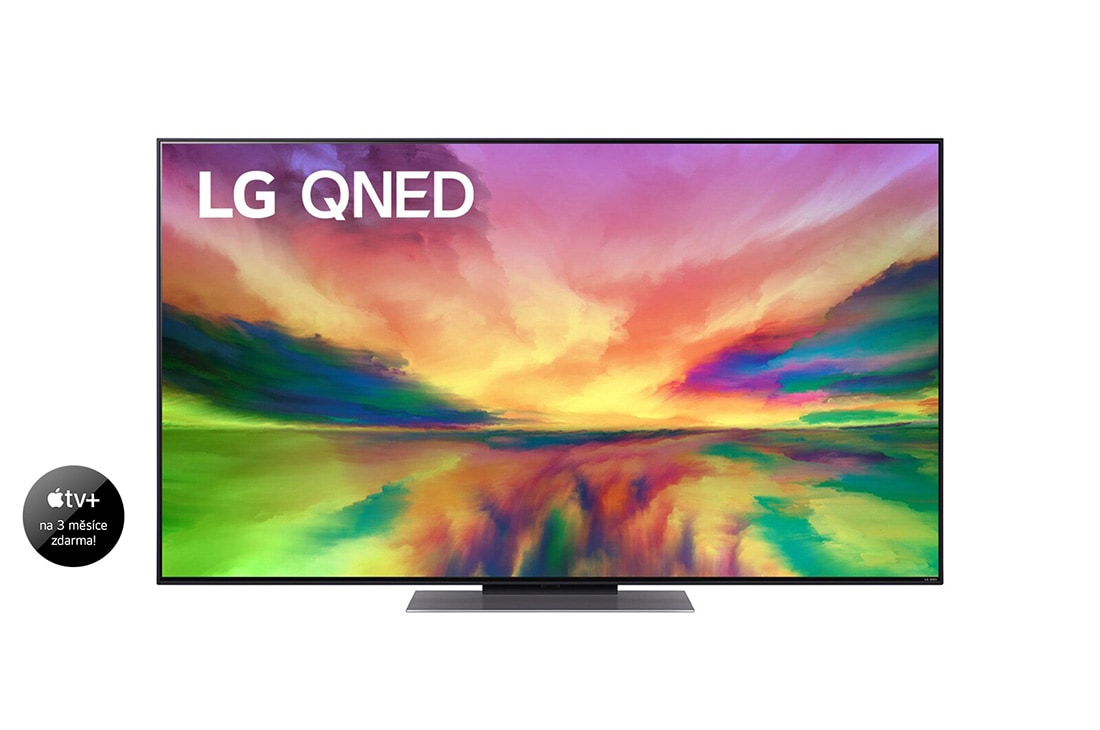 LG 55'' LG QNED TV,  Procesor α7 Gen6 AI, webOS smart TV, Přední pohled na televizor LG QNED s obrázkem výplně a logem produktu, 55QNED813RE