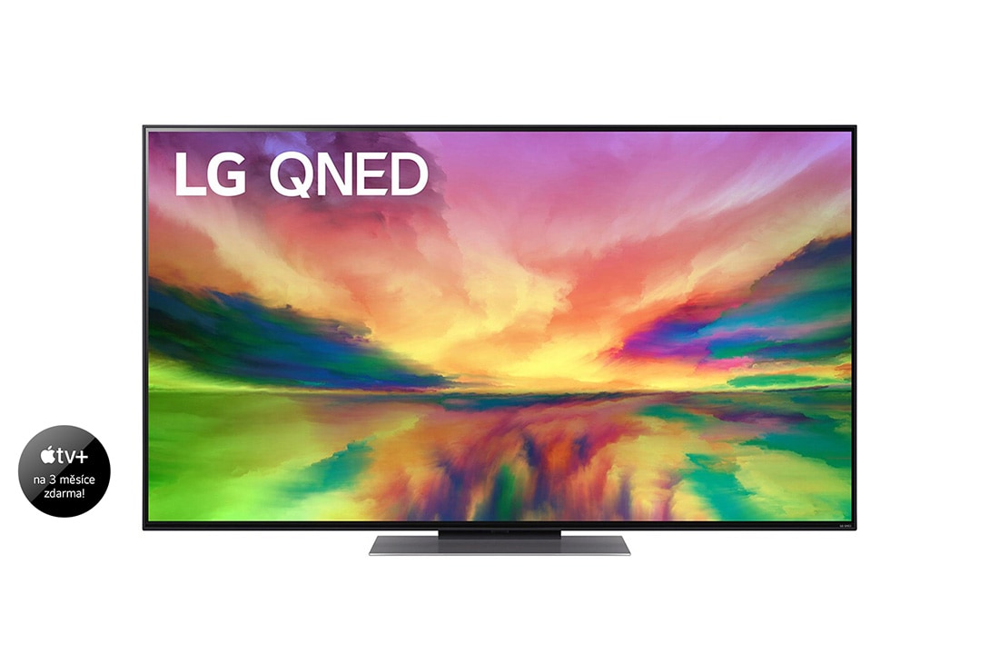 LG 55'' LG QNED TV,  Procesor α7 Gen6 AI, webOS smart TV, Přední pohled na televizor LG QNED s obrázkem výplně a logem produktu, 55QNED823RE