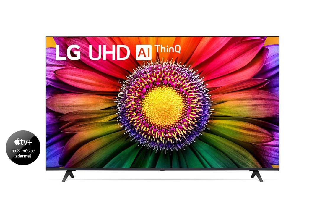 LG UHD UR80 55'' 4K Smart TV, 2023, Pohled zepředu na ultra HD televizor LG, 55UR80003LJ