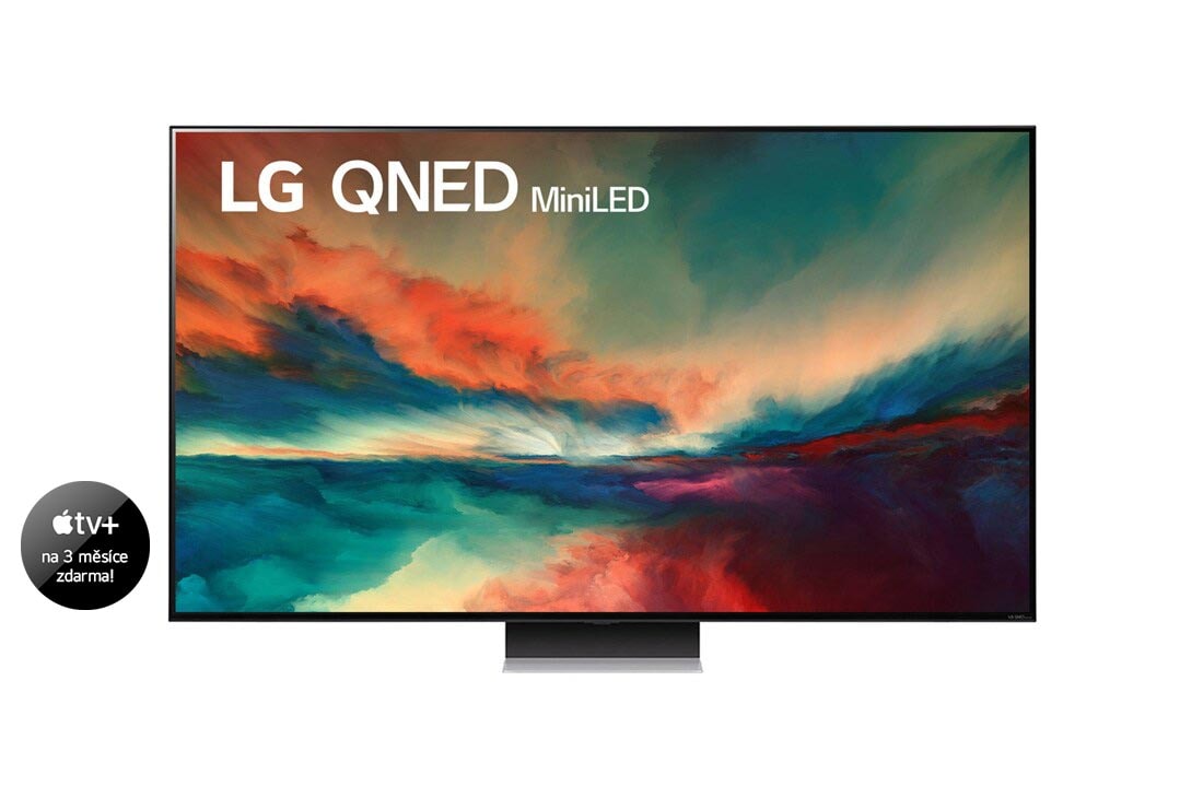 LG 65'' LG QNED TV, webOS Smart TV, Přední pohled na televizor LG QNED s obrázkem výplně a logem produktu, 65QNED863RE