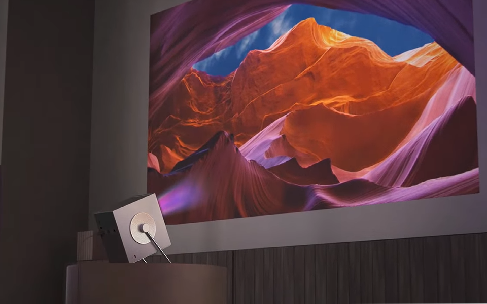 A stunning view of the Grand Canyon projected into the living room with an LG 4K projector.