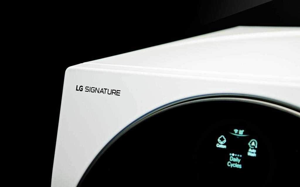 A close-up shot of lg signature twinwash washing machine at berlin ifa 2017.