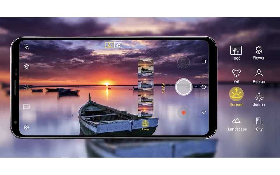 An image of lg v30 demonstrating its new ai cam function. Enabled by android 8.0 oreo software update. 