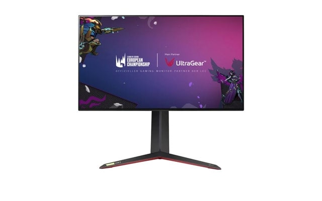 Front view of a 27-inch LG UltraGear Nano IPS gaming monitor.