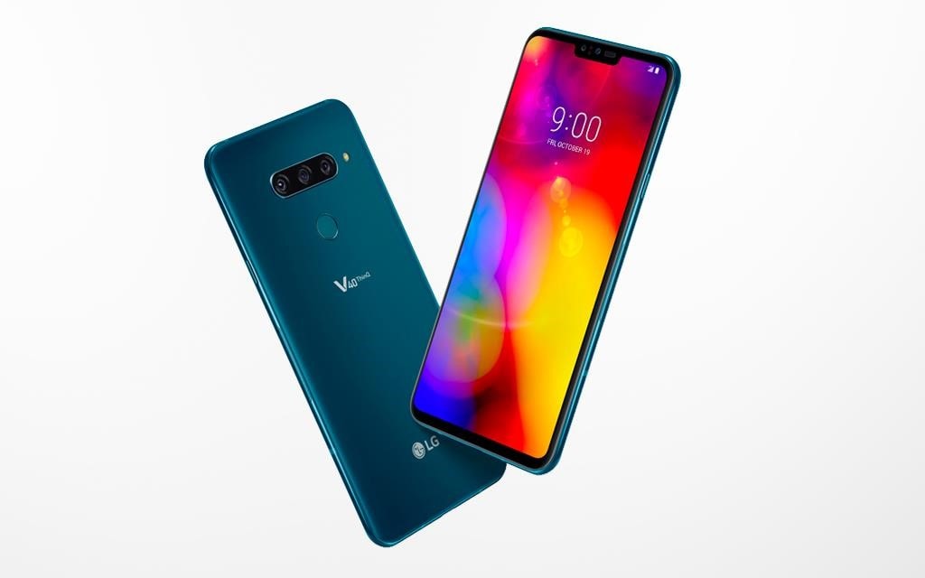 Front and back view of the LG V40ThinQ, with five cameras and OLED screen | More at LG MAGAZINE