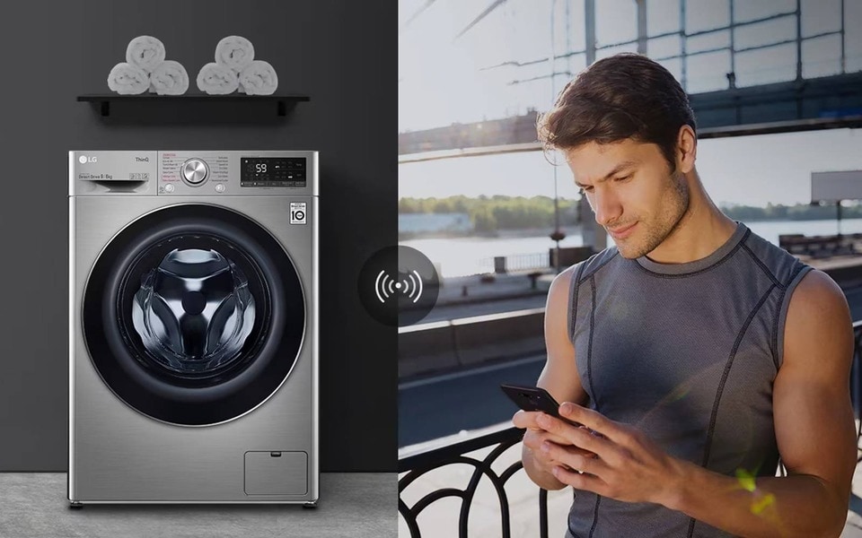 Wie wäscht man Wäsche? Ganz bequem remote via ThinQ® App für LG Geräte.