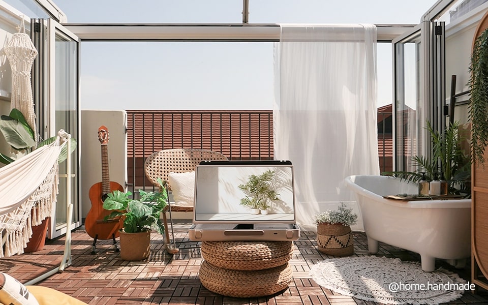 LG stanbyme outdoor lifestyle, wohnzimmer, balkoneinstellung