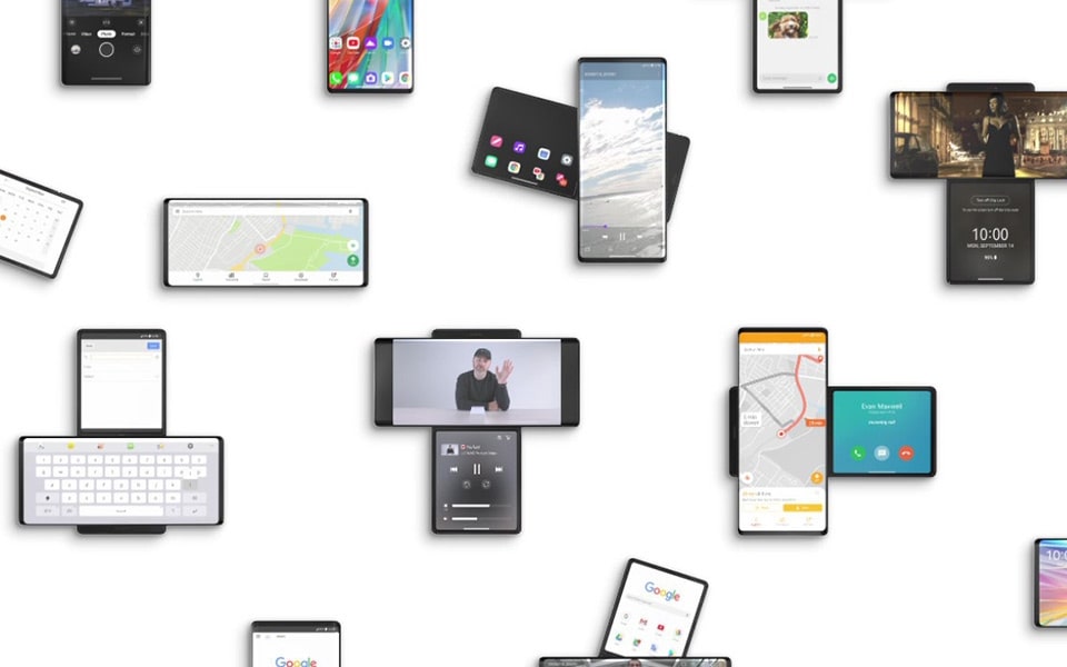 A selection of LG WING's that show different app usages