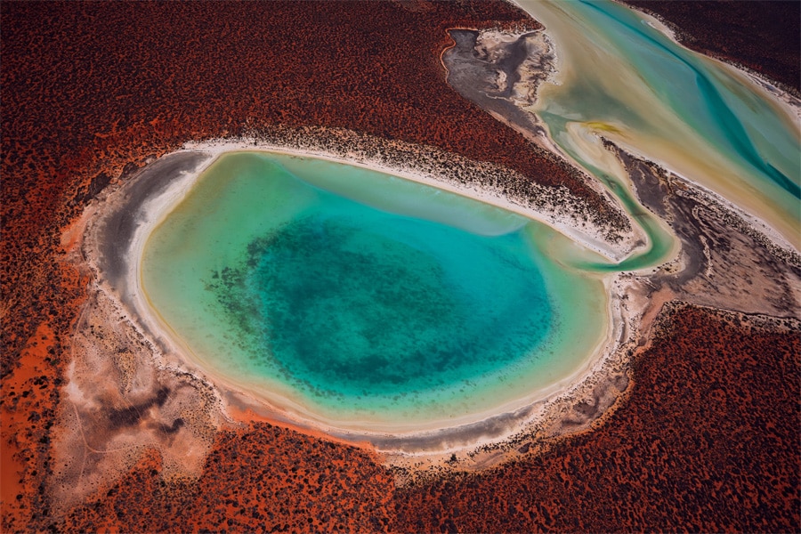 Shark Bay aus der Vogelperspektive.