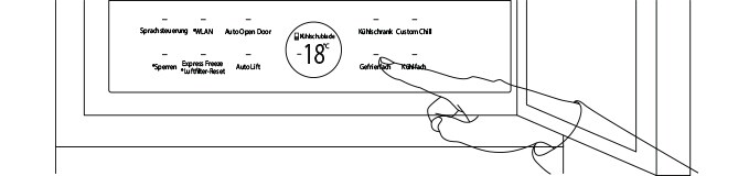 Das Eclipse Display der LG SIGNATURE Kühl-Gefrierkombination zeigt diverse Funktionen für das Gerät zur Auswahl an.