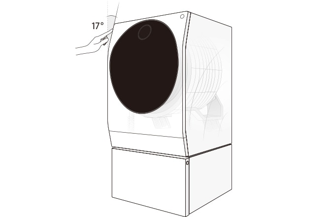 Bild zeigt, wie ergonomisch der LG SIGNATURE Waschtrockner gestaltet ist