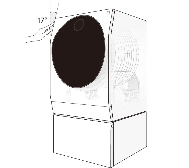 Bild zeigt, wie ergonomisch der LG SIGNATURE Waschtrockner gestaltet ist