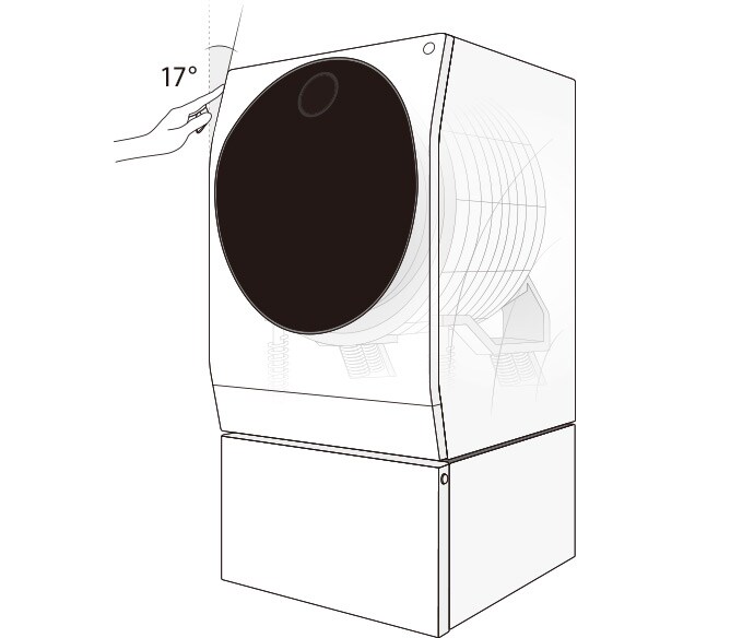 Bild zeigt, wie ergonomisch der LG SIGNATURE Waschtrockner gestaltet ist