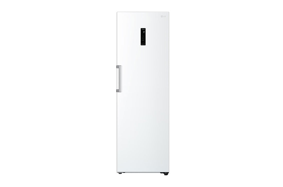 LG 386L Fritstående køleskab (Hvid) - Energiklasse E, DoorCooling™, LINEARCooling™, Moist Balance Crisper™, Smart Diagnosis™ med Wi-Fi, Forside, GLE51SWGSZ