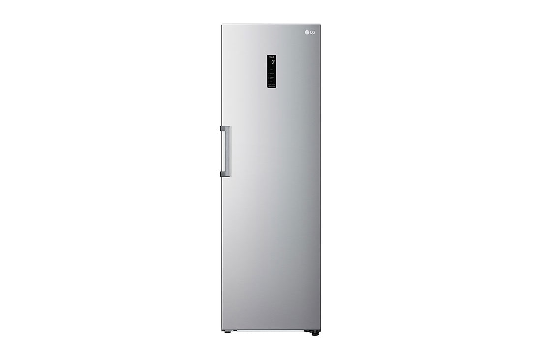 LG 386L Fritstående køleskab (Shiny Steel) - Energiklasse E, DoorCooling™, LINEARCooling™, Moist Balance Crisper™, Smart Diagnosis™ med Wi-Fi, Forside, GLE51PZGSZ