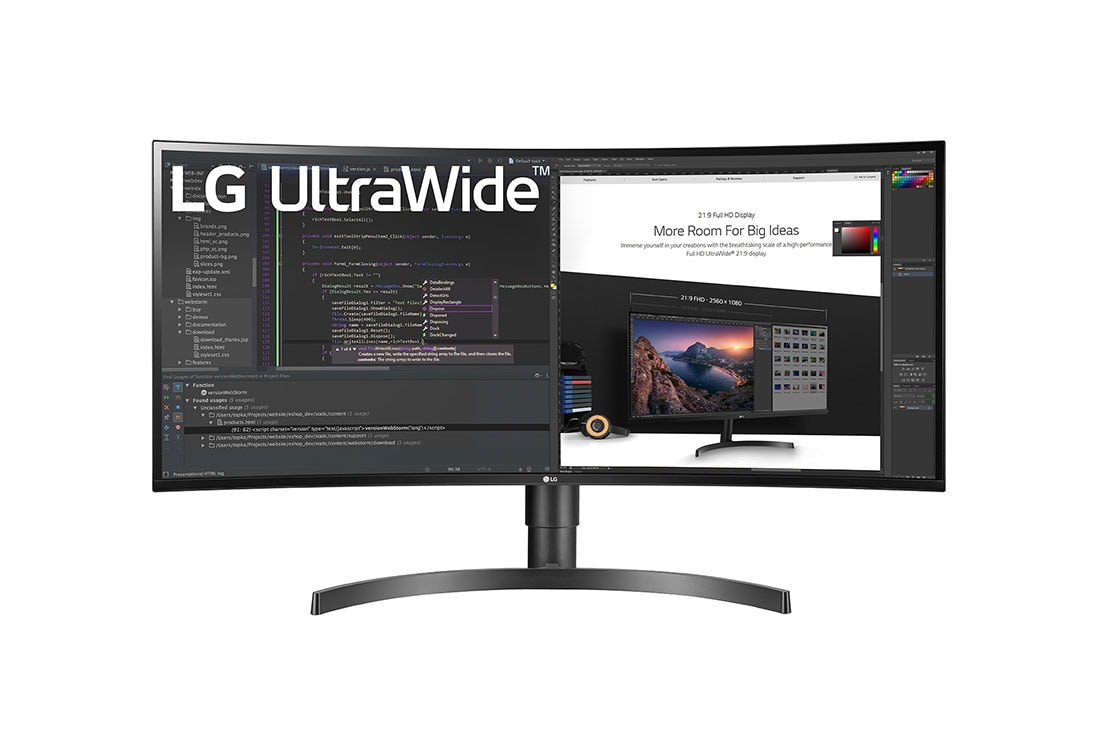LG 34'' Curved UltraWide™ QHD (3440 x 1440) IPS skærm, 34WN80C-B