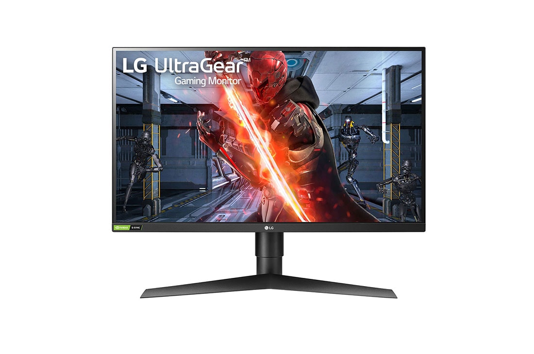 LG 27” UltraGear FHD IPS 1 ms 240Hz G-Sync-kompatibel HDR10 3-sidet virtuelt kantløs gaming-skærm, 27GN750-B