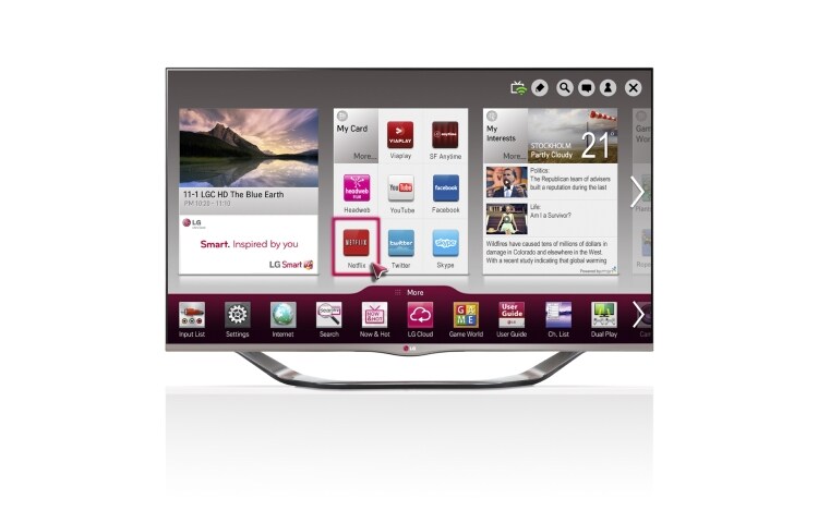 LG Guldfarvet 42'' SMART TV i Cinema Screen-design med Magic Remote, 0,9 GHz dual core-processor og 1,25 GB RAM. Cinema 3D, Wi-Fi og DLNA. , 42LA692V