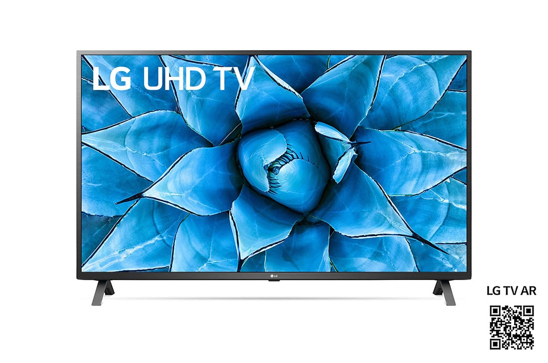 LG UN73 55 inch 4K Smart UHD TV, set forfra med indlejret billede, 55UN73006LA