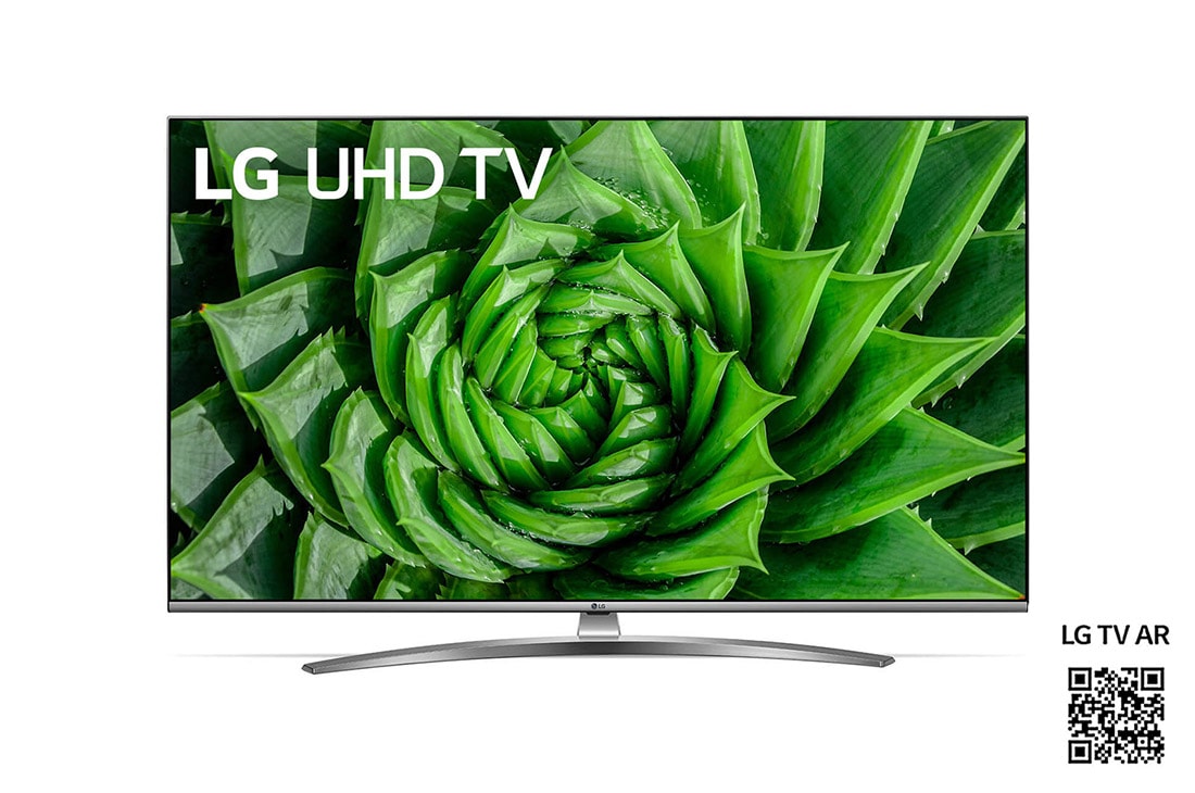 LG UN81 55 inch 4K Smart UHD TV, set forfra med indlejret billede, 55UN81006LB