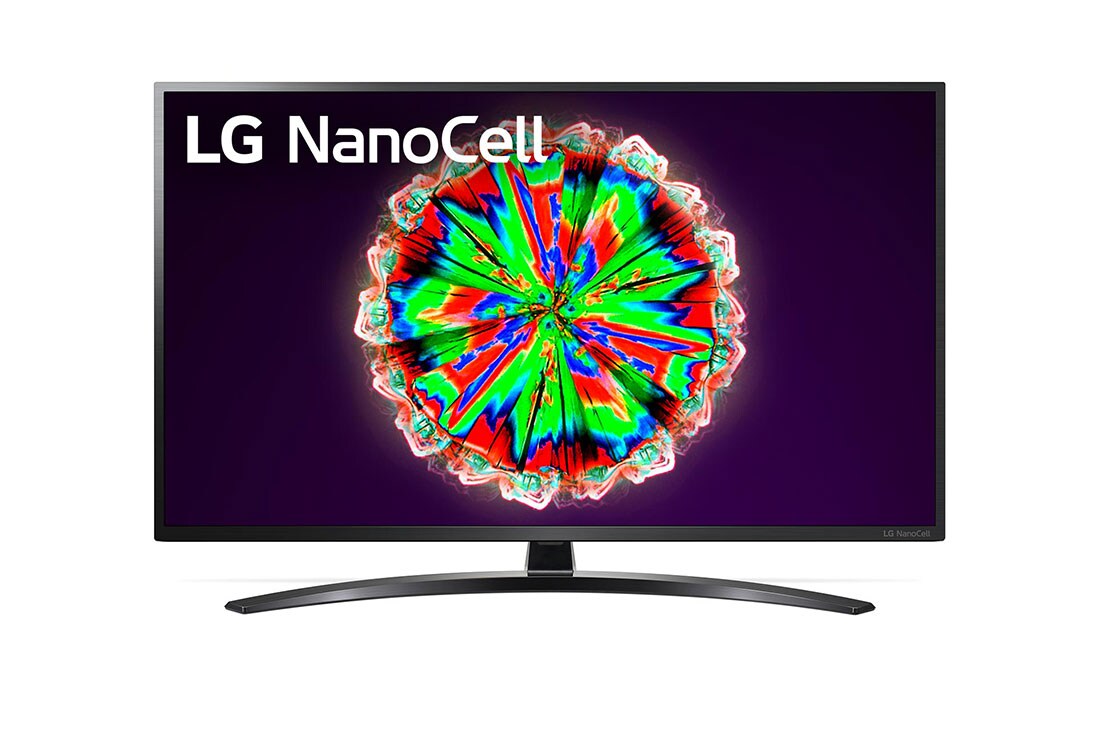 LG 4K NanoCell TV, front view with infill image, 43NANO796NE
