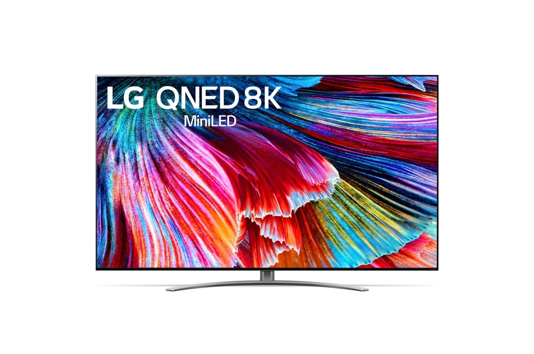 LG QNED99 86 inch 8K Smart QNED MiniLED TV, LG QNED TV vist forfra, 86QNED996PB