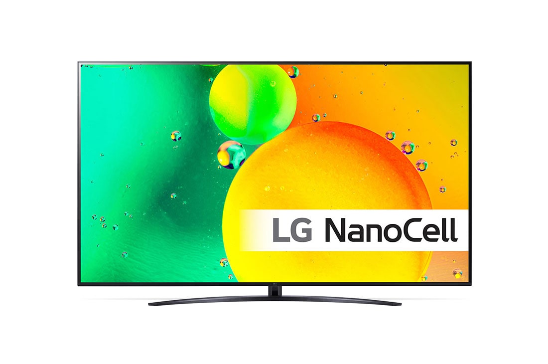 LG 75'' NANO 76 - NanoCell 4K Smart TV - 75NANO766QA, LG NanoCell TV vist forfra, 75NANO766QA