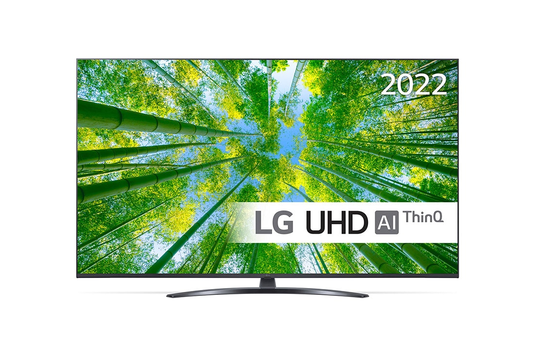 LG 65'' UQ8100 - 4K UHD Smart TV - 65UQ81006LB, LG’s UHD TV med forsænket billede og produktlogo vist forfra, 65UQ81006LB