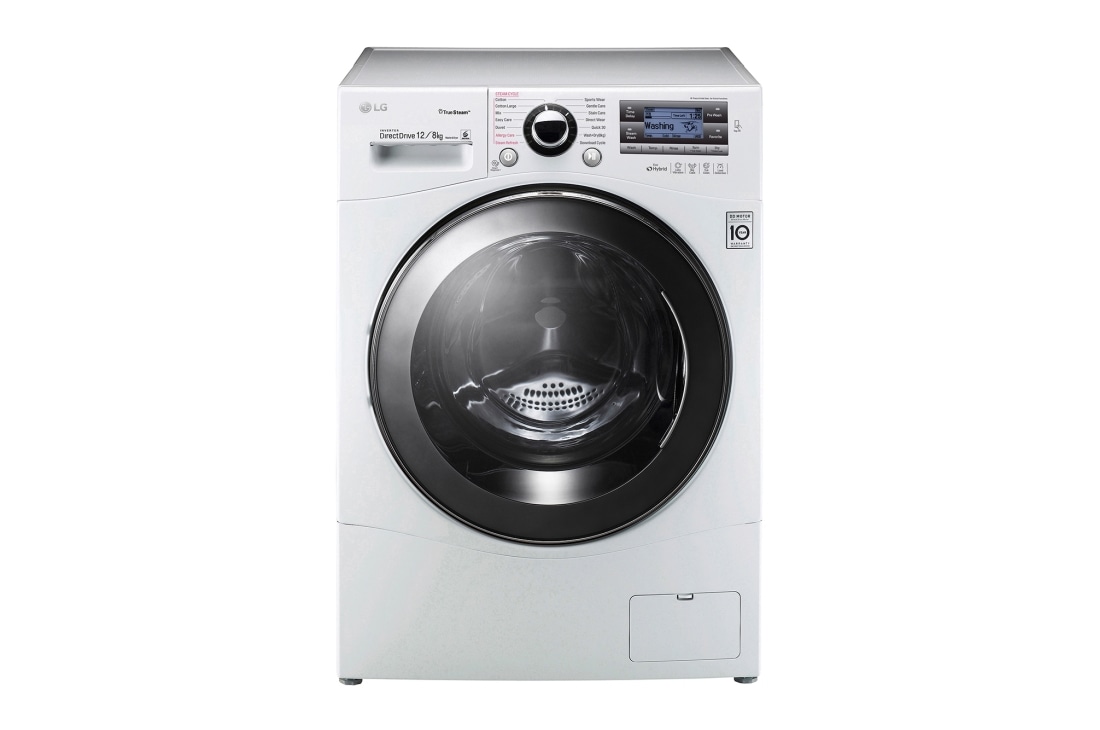 LG 1-12 kg / 1-8 kg True Steam™ 6 Motion Direct Drive vask/tørk maskin, FH128TWH