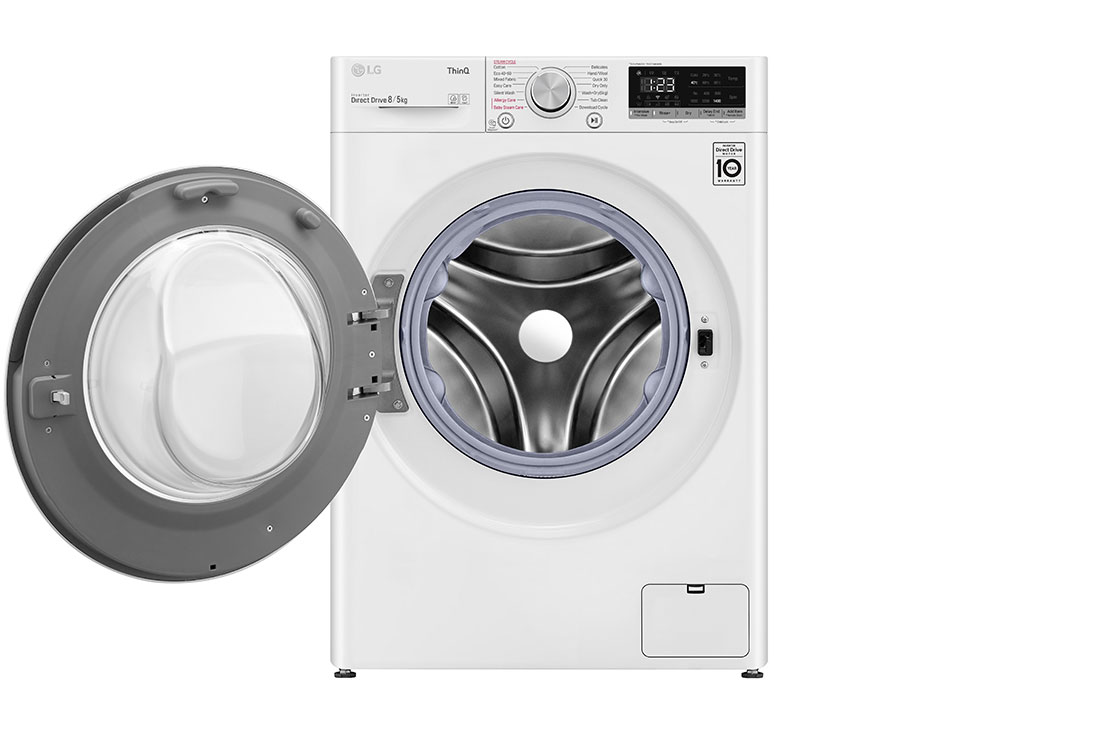 LG 8 kg / 5 kg Kombineret vaskemaskine/tørretumbler(Hvid) - Steam, Energiklasse E, AI DD™, Smart Diagnosis™ med Wi-Fi, K4DV508S1W, thumbnail 16