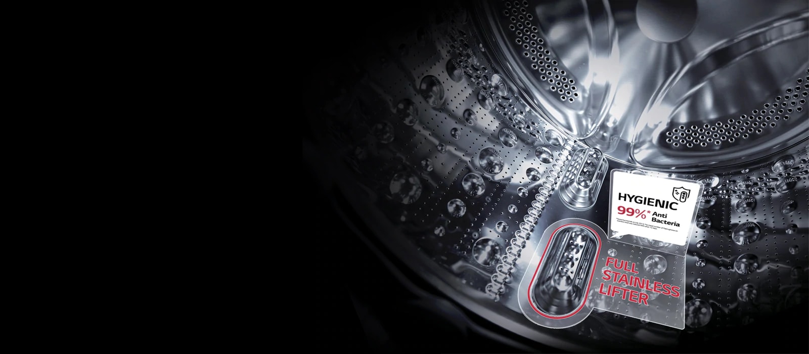 Intérieur du lave-linge entièrement en inox