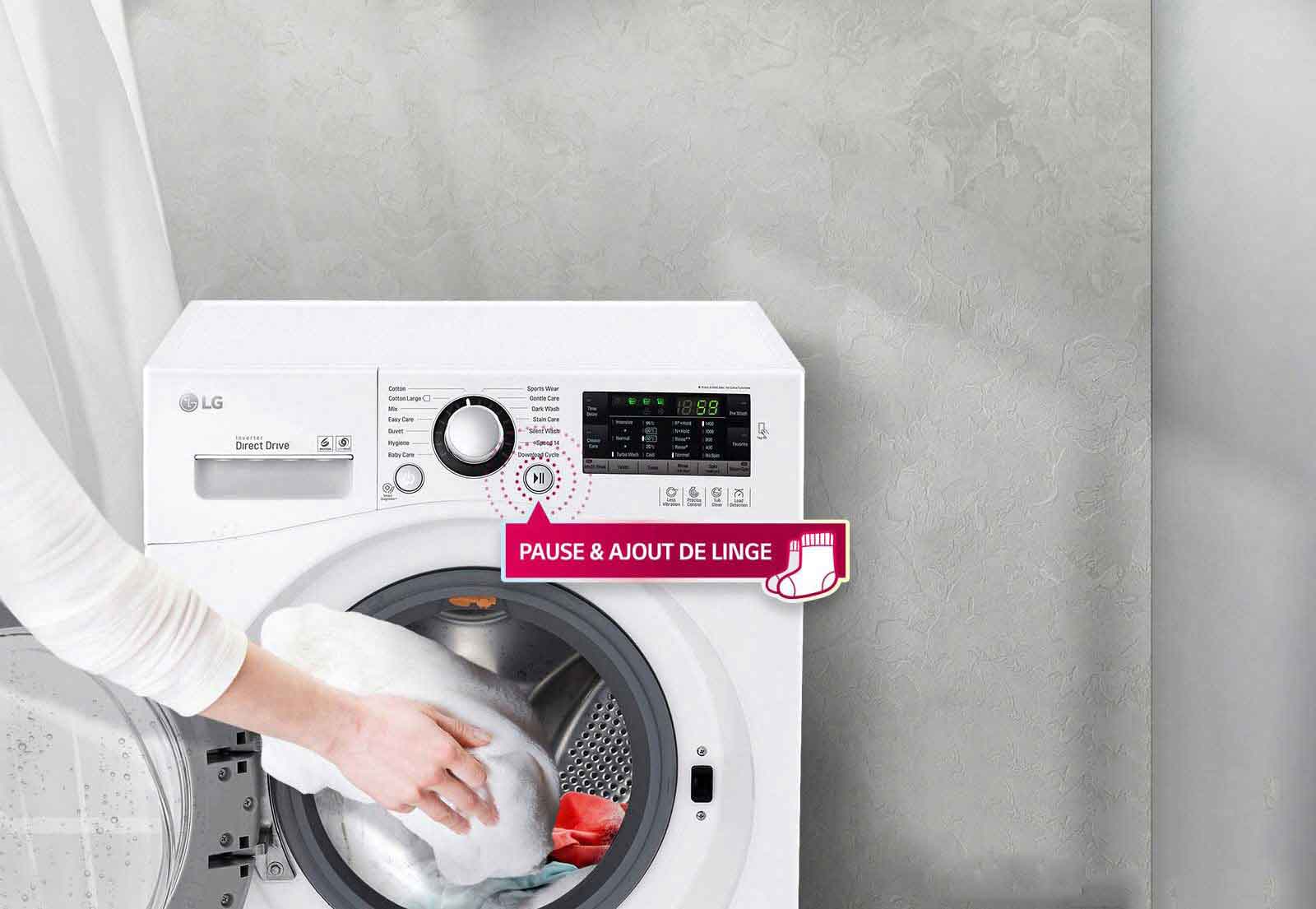 Option pour ajouter du linge en cours de cycle