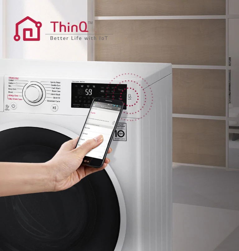 Lave-linge connecté à un smartphone
