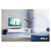 LG Barre de son 3.1 ch | 420W | DTS Virtual:X | Dolby Digital | Bluetooth | ARC | Hi-Res, Image de style de vie avec des ondes sonores sortant des haut-parleurs, S65Q, thumbnail 6