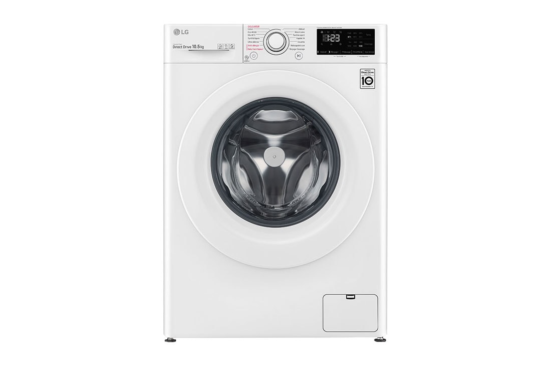 LG Lave-linge 10.5 KG | 6 Motion Direct Drive™ | Moteur Direct Drive™ garantie 10 ans | AIDD™ | technologie SpaSteam, LG F4V3RYP3WE Front view, F4V3RYP3WE