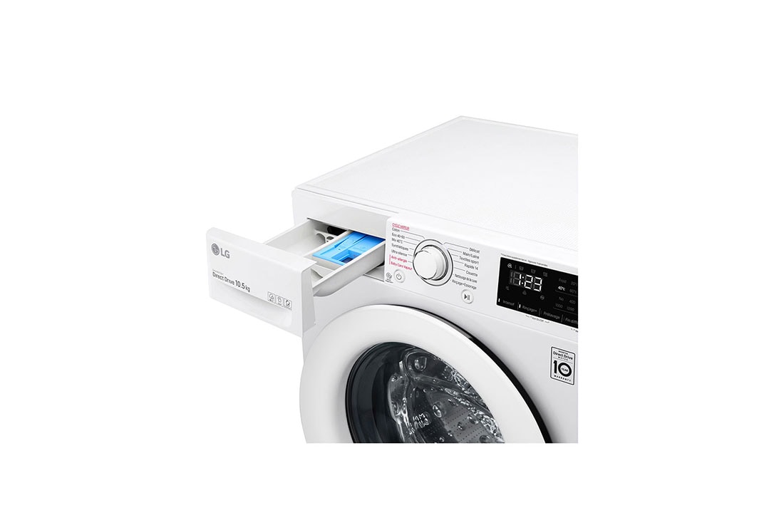 LG Lave-linge 10.5KG | AIDD™ | 6 Motion Direct Drive™ | SmartThinQ™, LG F4V3RYP3WE Top Right Drawer Open view, F4V3RYP3WE, thumbnail 5