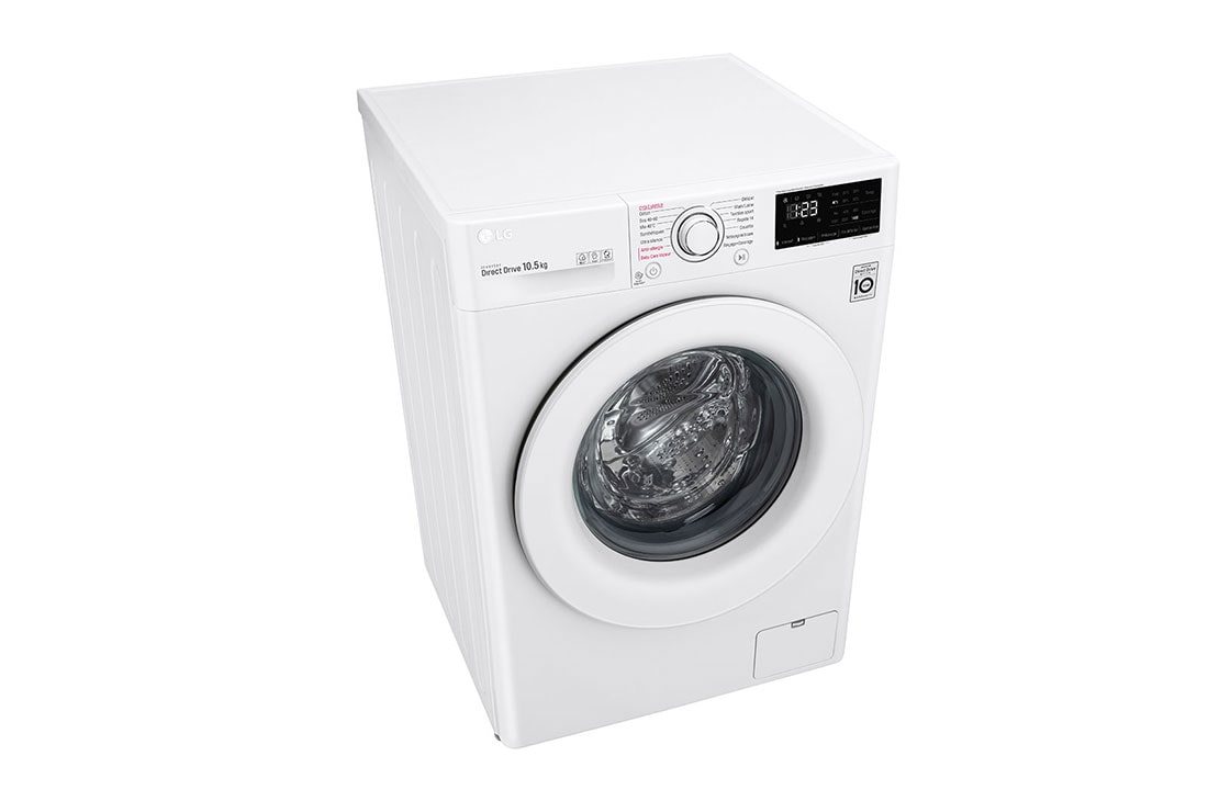 LG Lave-linge 10.5KG | AIDD™ | 6 Motion Direct Drive™ | SmartThinQ™, LG F4V3RYP3WE Top Left Perspective view, F4V3RYP3WE, thumbnail 8