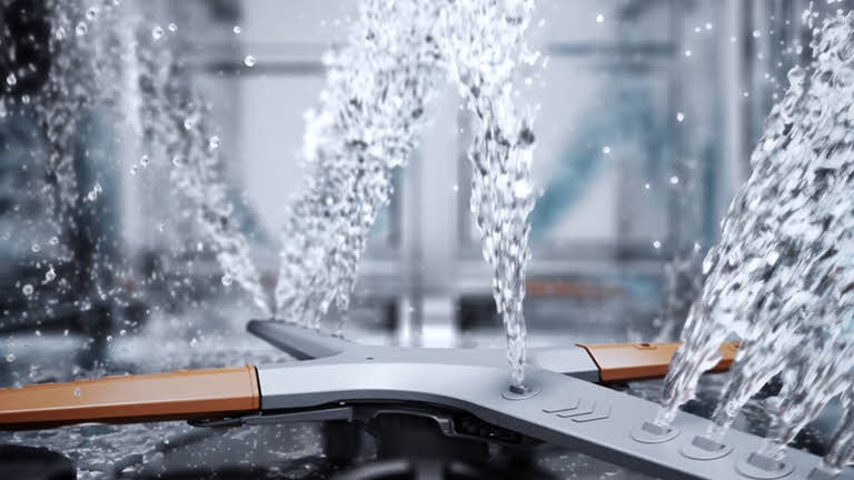 Elle montre le flux d’eau qui sort des 4 bras de lavage.